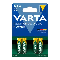 Pila varta recargable accu power aaa - hr03 800 ma (blister 4 uds) ø10,5x44,5mm
