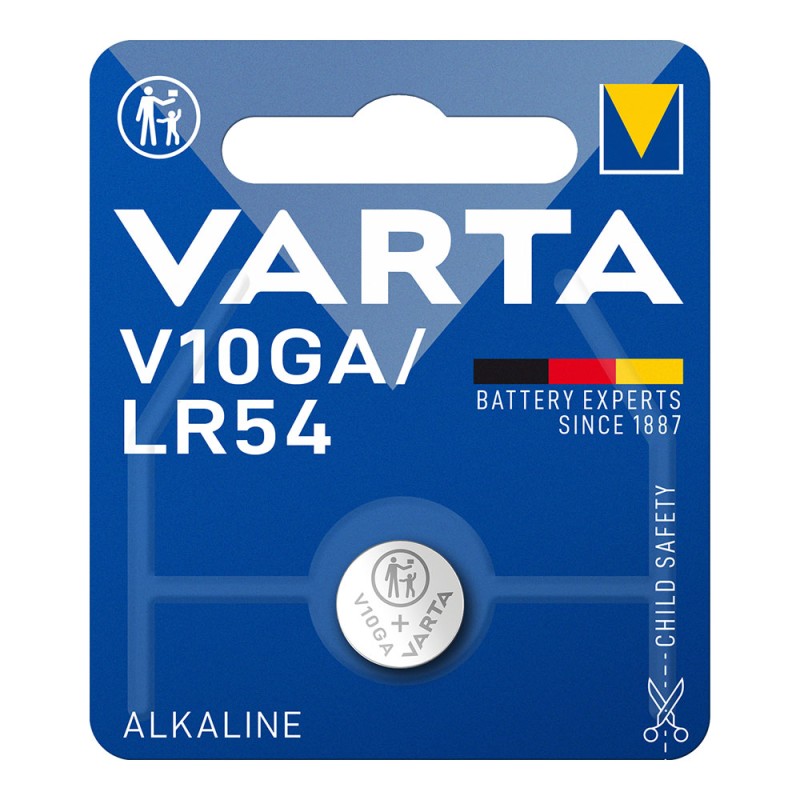 Micro pila de boton alkaline lr54 - v10ga 1,5v (blister 1 unid.) ø11,6x3,0mm