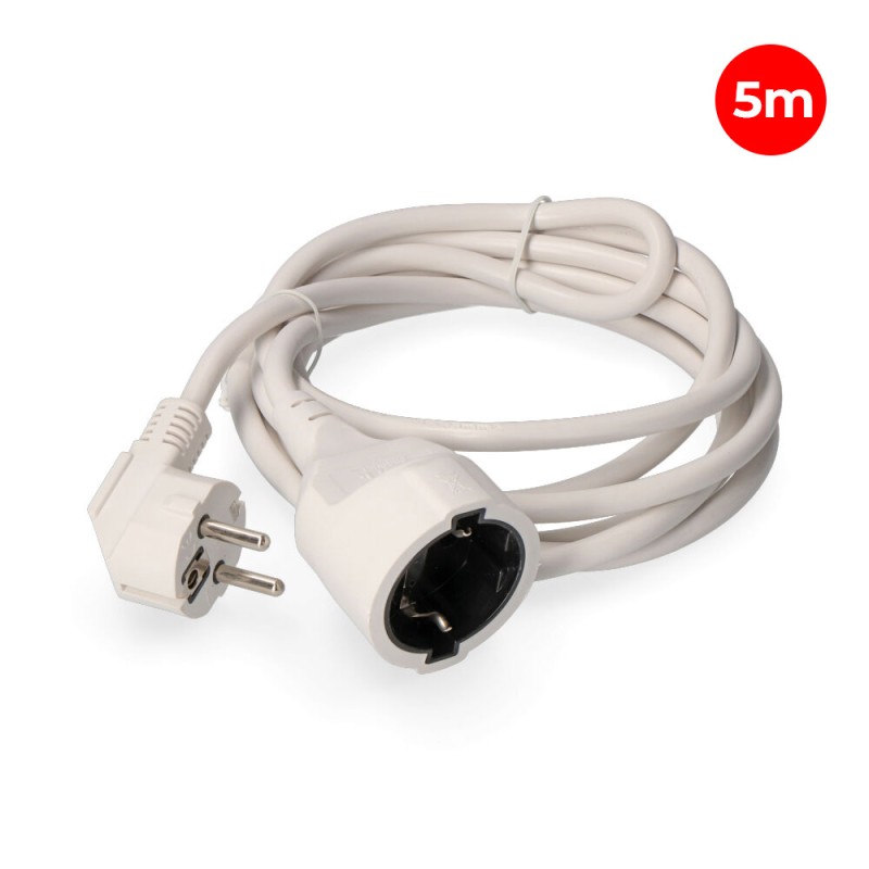 Prolongador con 1 toma 2p+t, 16a 250v~ 5 m de cable h05vv-f 3g1,5mm, blanco