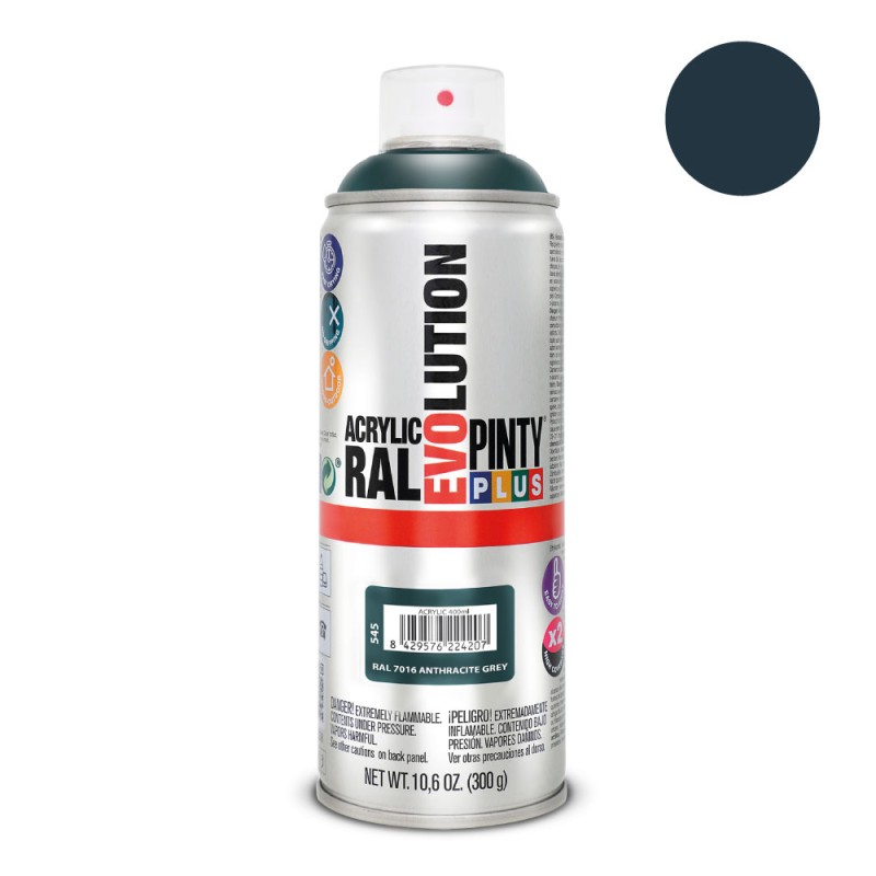 Pintura acrílica spray evolution 520 cc ral 7016 anthracite grey 300 g