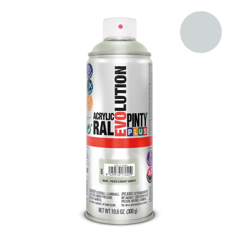 Pintura acrílica spray evolution 520 cc ral 7035 light greu 300 g