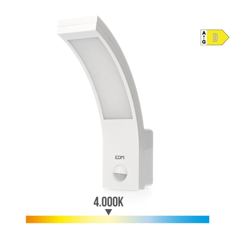 Aplique led con sensor de movimiento 10 w 1654 lm 4000 k ip54 6,6 x 18,8 x 25 cm