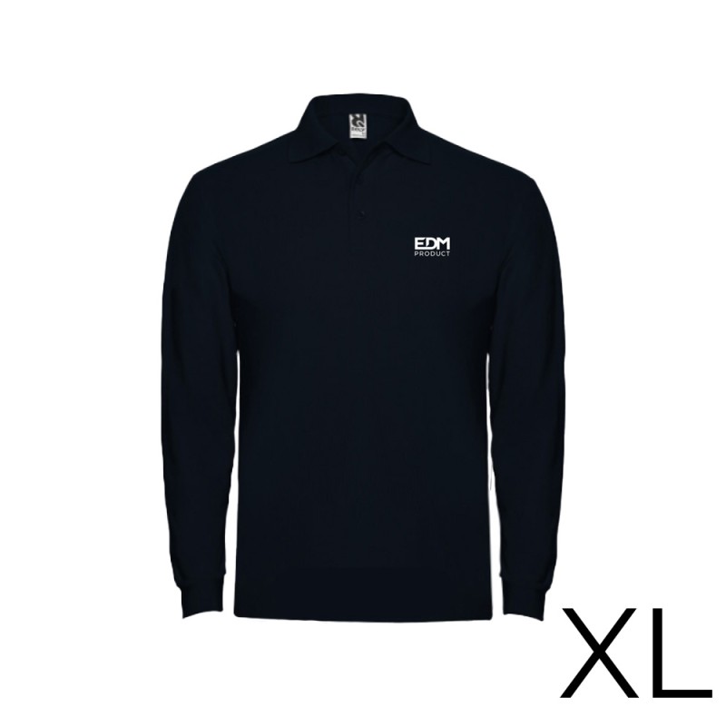Polo negro manga larga talla-xl 65% poliéster 35%algodon