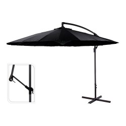 Parasol excéntrico ø300 cm altura maxima 3 m color: negro