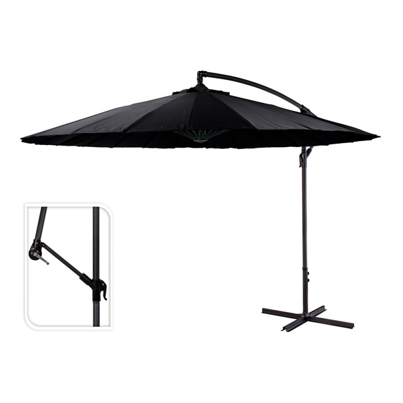 Parasol excéntrico ø300 cm altura maxima 3 m color: negro