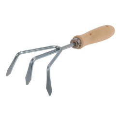 Cultivador de jardineria de 3 púas acero galvanizado 10 x 28,5 cm