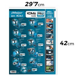 Cartel promocional tematico con pvp koma tools 29,7x42cm