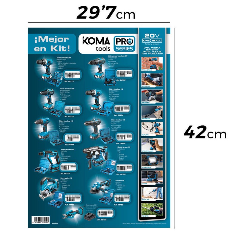 Cartel promocional tematico con pvp koma tools 29,7x42cm