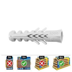 Taco nylon doble antigiro din/ref nf ø6 x 30 mm, caja 100 uds