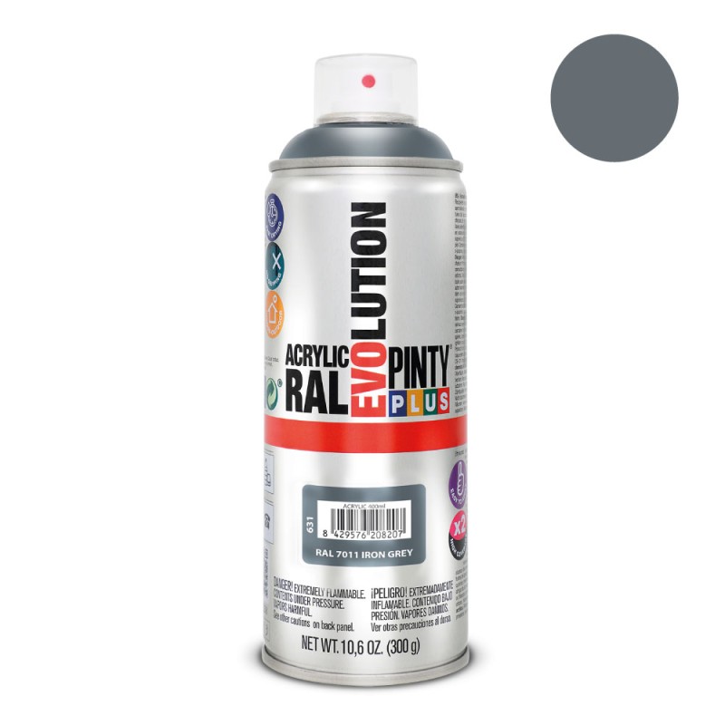 Pintura acrílica spray evolution 520 cc ral 7011 iron grey 300 g
