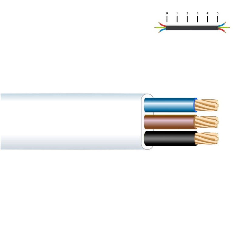 Carrete manguera plana 3 x 1,50 mm blanca, 25 m