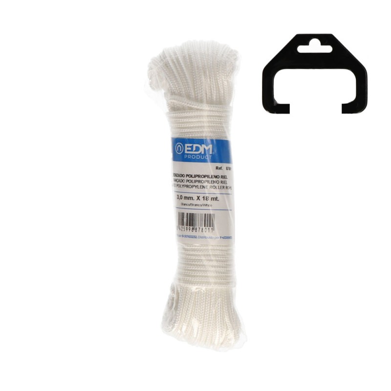 Cordón trenzada polipropileno riel r.81, calibre 3 mm x 18 m