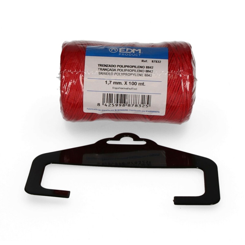 Cordón trenzado polipropileno 8842 rojo, calibre 1,7 mm x 100 m