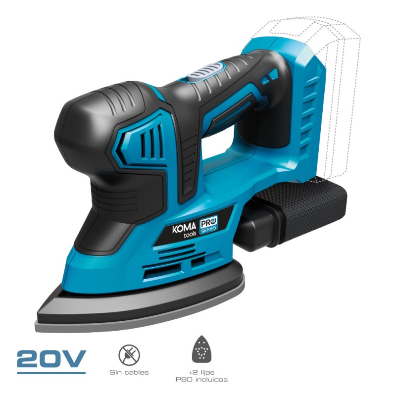 Lijadora tipo mouse 20 v (sin batería ni cargador) 20,4 x 15,5 cm
