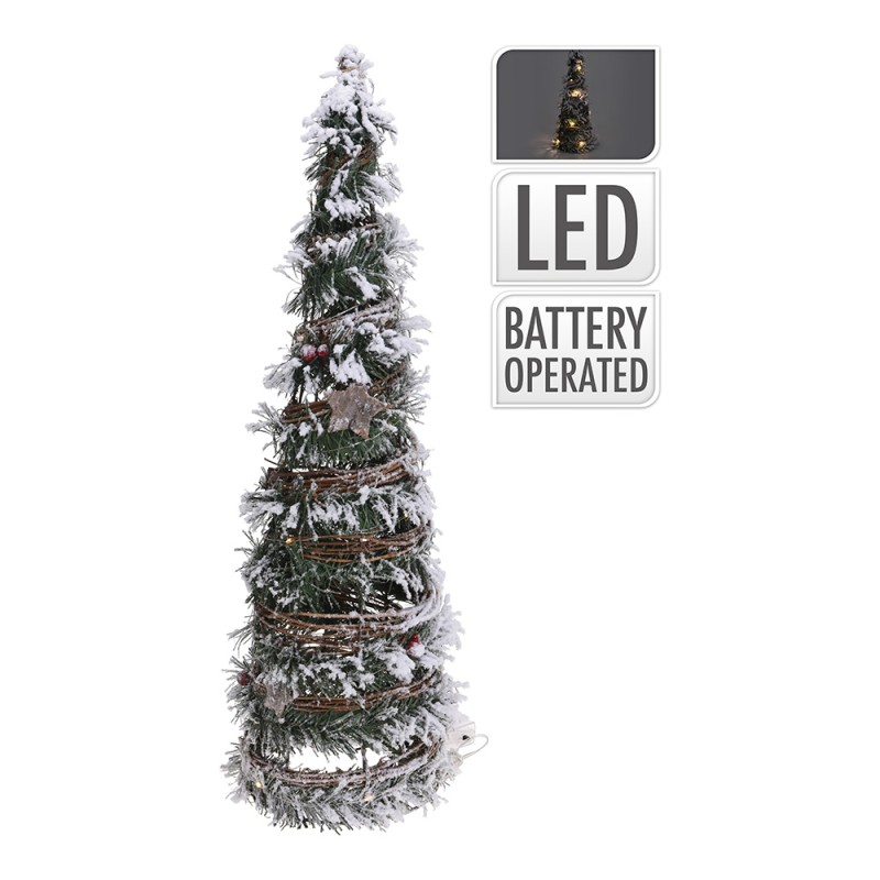 Abeto de navidad de ratán con 20 leds 40 cm