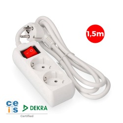 Prolongador con 2 tomas 2p+t, 16 a 250 v de cable h05vv-f 3g 1,5 m.