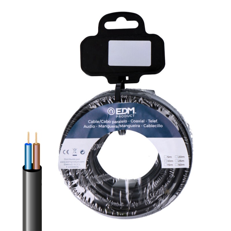 Carrete manguera tubular vv-k06/1kv 2 x 2,50 mm negra, 25 m