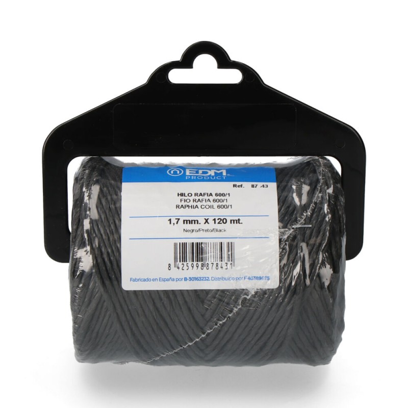 Cordel rafia negro 600/1 calibre 1,7 mm x 120 m