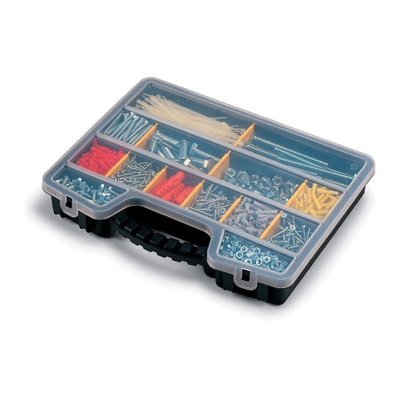 Organizador de compartimento con tapa hasta 20 divisiones: 5 fijas + 15 divisores removibles 39,5 x 30,5 x 6 cm