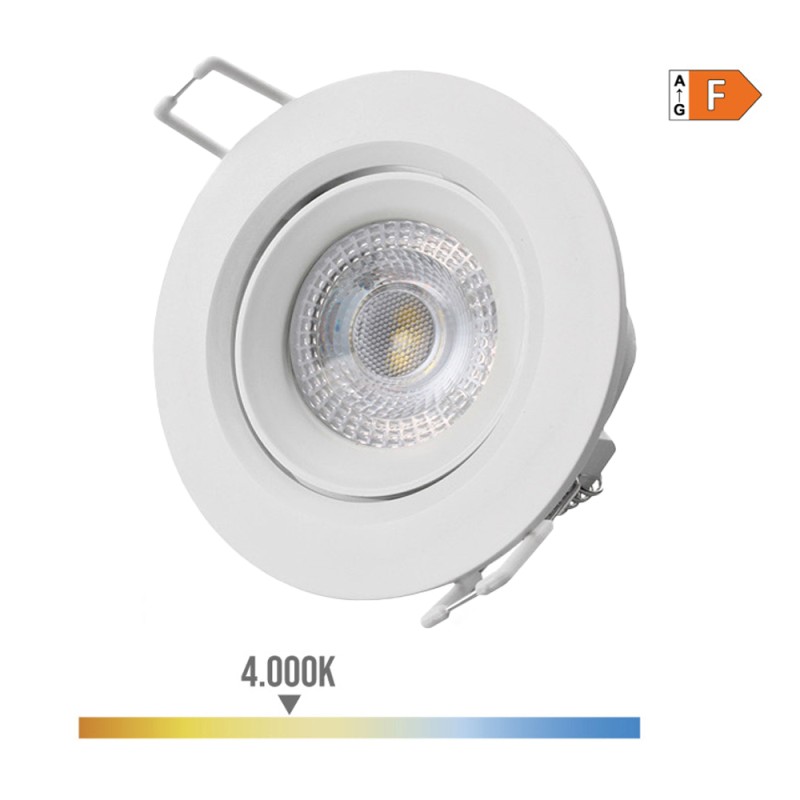 Downlight led empotrable redondo 5 w 4000 k 380 lm luz día color blanco ø9 cm