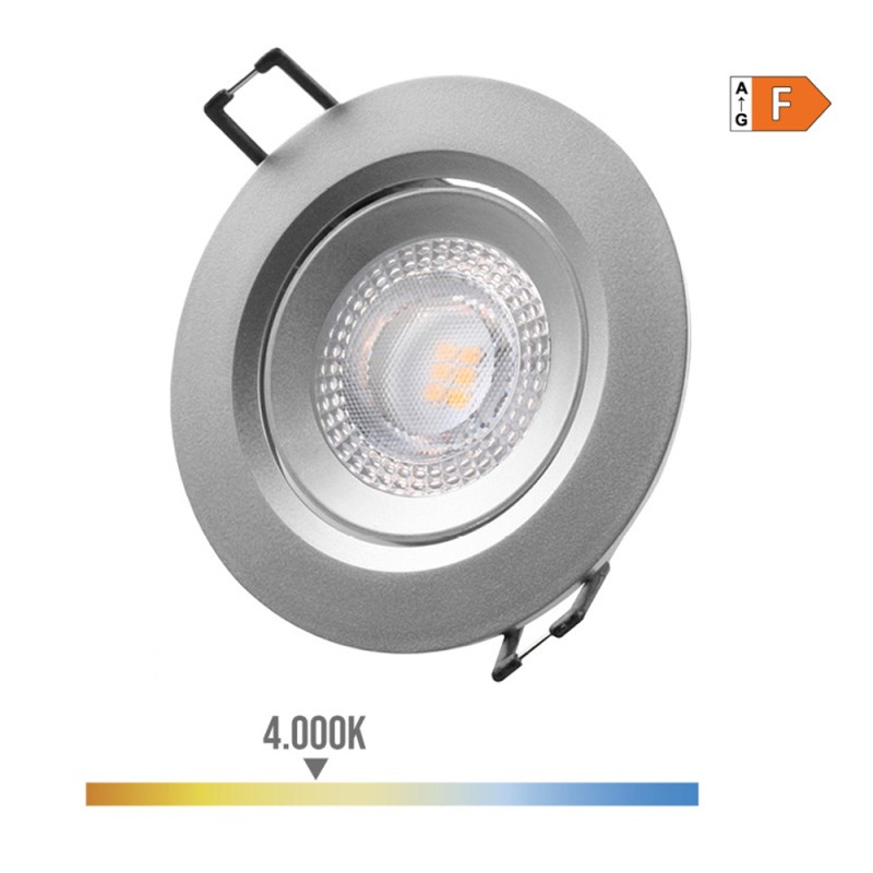 Downlight led empotrable redondo 5 w 4000 k luz dia color cromo ø9 cm