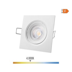 Downlight led empotrable cuadrado 5 w 4000 k luz dia color blanco 9 x 9 cm