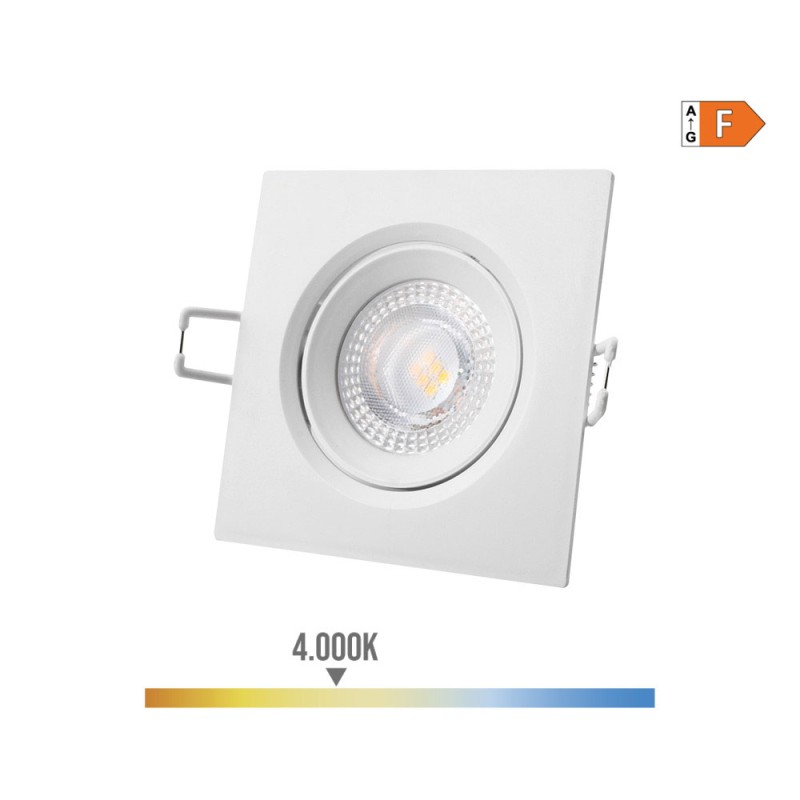 Downlight led empotrable cuadrado 5 w 4000 k luz dia color blanco 9 x 9 cm