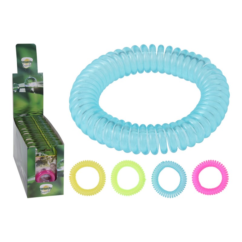 Repelente pulsera espiral con citronela. ø6 cm colores surtidos