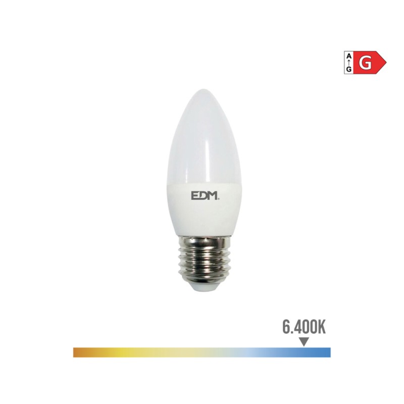 Bombilla vela led e27 5 w 400 lm 6400 k luz fria ø3,5 x 10 cm