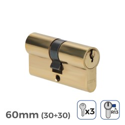 Cilindro latón 60mm (30+30mm) leva corta r13 con 3 llaves de serreta incluidas