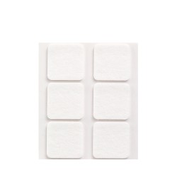 Pack 6 fieltros blanco sinteticos adhesivos 31x31mm plasfix inofix