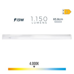 Regleta led 13 w 4000 k luz dia 1150 lm 83.8 x 2.2 x 3.6 cm
