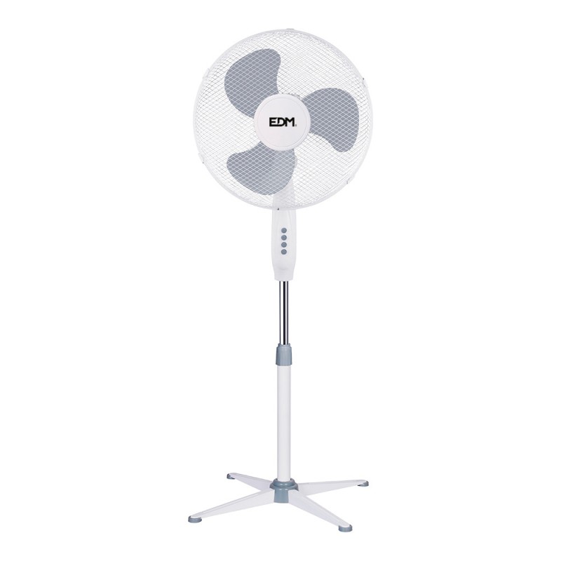 Ventilador de pie, blanco, potencia 45 w, db 60, aspas ø40 cm, altura regulable 105-125 cm