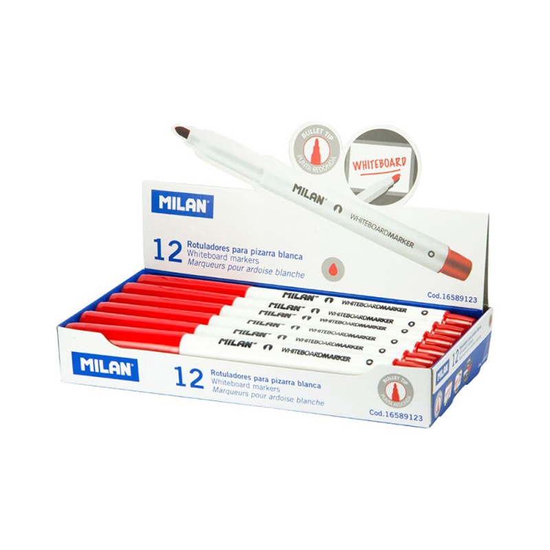 Rotuladores para pizarra blanca ø3,7 mm rojo, caja 12 uds
