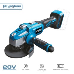 Amoladora brushless 20v (sin batería ni cargador) ø125 mm 37,5 x 12 cm