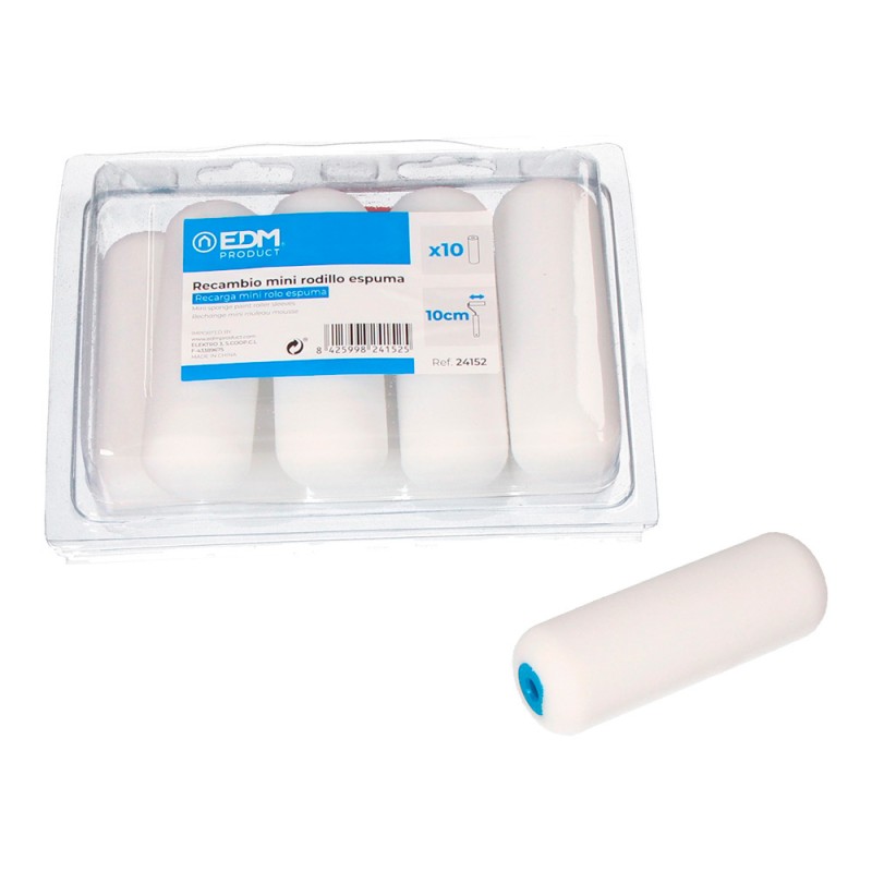 Recambio mini rodillo espuma 110 mm 10 uds