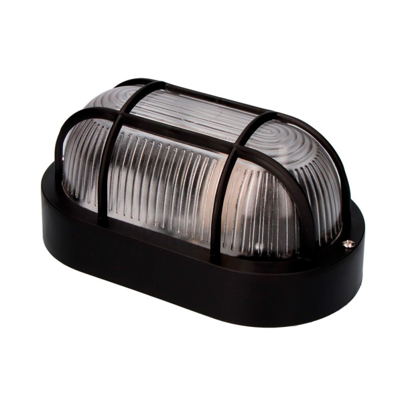 Aplique oval modelo tarragona ip54 1 x e27 40 w 11,4 x 20,2 x 10 cm, negro