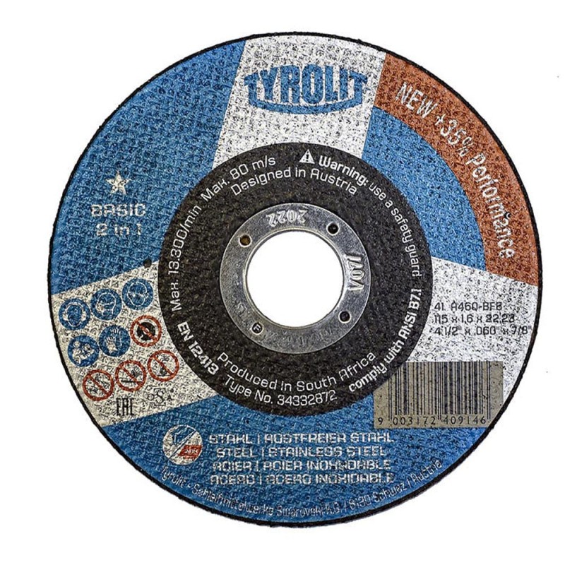 Disco corte plano 41c ø115 x 1,6 x 22,23 mm a46q-bfb