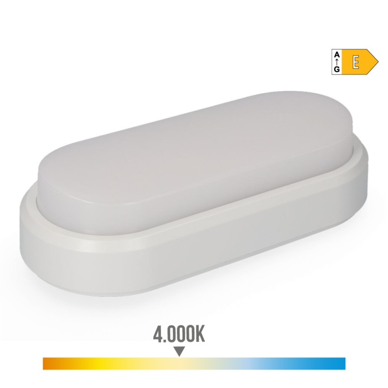 Aplique led oval 18 w 1950 lm 4000 k luz dia ip54 23 x 10,5 x 5,7 cm