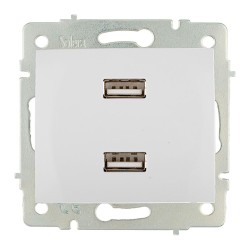 Cargador doble usb 230v 5v 4200ma blanco de empotrar erp2usb serie europa solera erp2usb