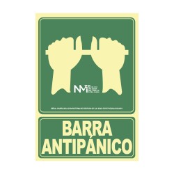 Cartel de evacuación "empujar barra para abrir puerta" clase b (pvc 0,7mm) 22.4x30cm normaluz