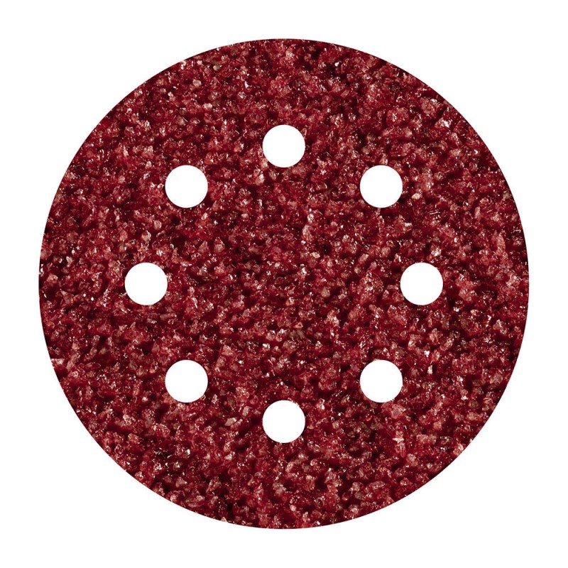 Hojas de lijar adhesivas de corindón perforadas, ø125 mm, grano 40, pack 5 uds