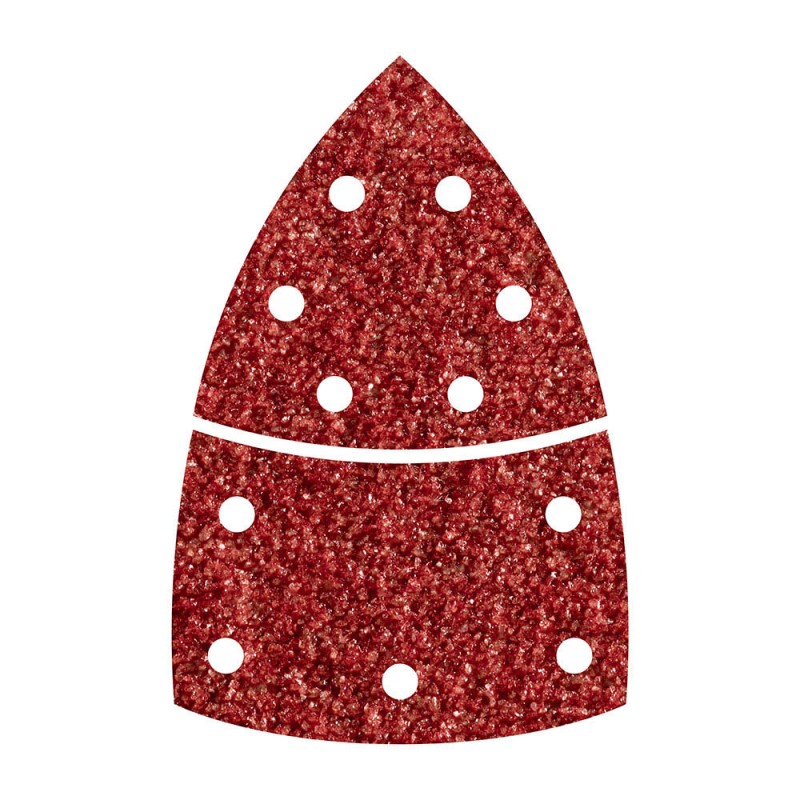 Hojas de lijar adhesivas de corindón perforadas triangular, grano 80, pack 10 uds