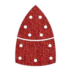 Hojas de lijar adhesivas de corindón perforadas triangular, grano 120, pack 10 uds