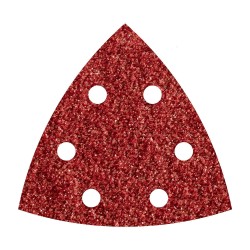 Hojas de lijar adhesivas de corindón perforadas, 95 mm, grano 80 delta, pack 5 uds