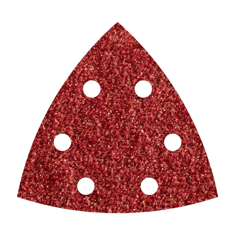 Hojas de lijar adhesivas de corindón perforadas, 95 mm, grano 80 delta, pack 5 uds