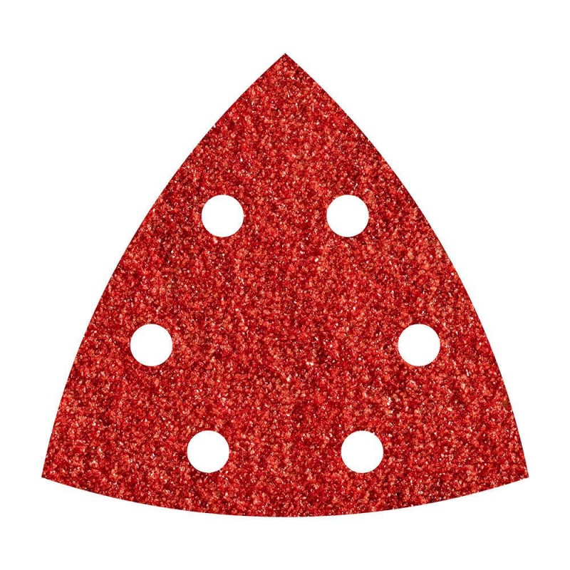 Hojas de lijar adhesivas de corindón perforadas, 95 mm, grano 120 delta, pack 5 uds