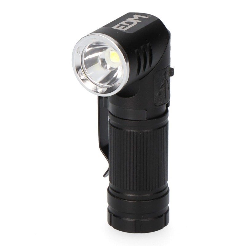Linterna mini led 8w 450 lm. cuerpo aluminio, cabezal direccionable. recargable