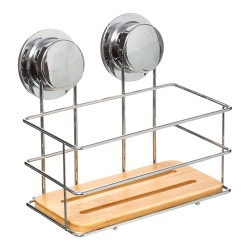 Soporte de ducha de bambú con ventosa