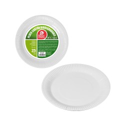 Platos de cartón redondos de postre blancos ø18 cm, 25 uds